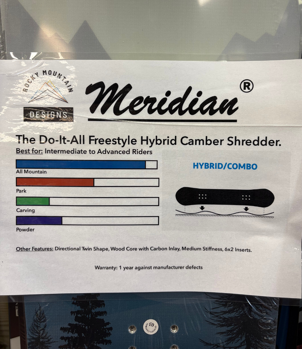 New 2025 RMD Meridian Dark Knight Edition Hybrid Camber Snowboard