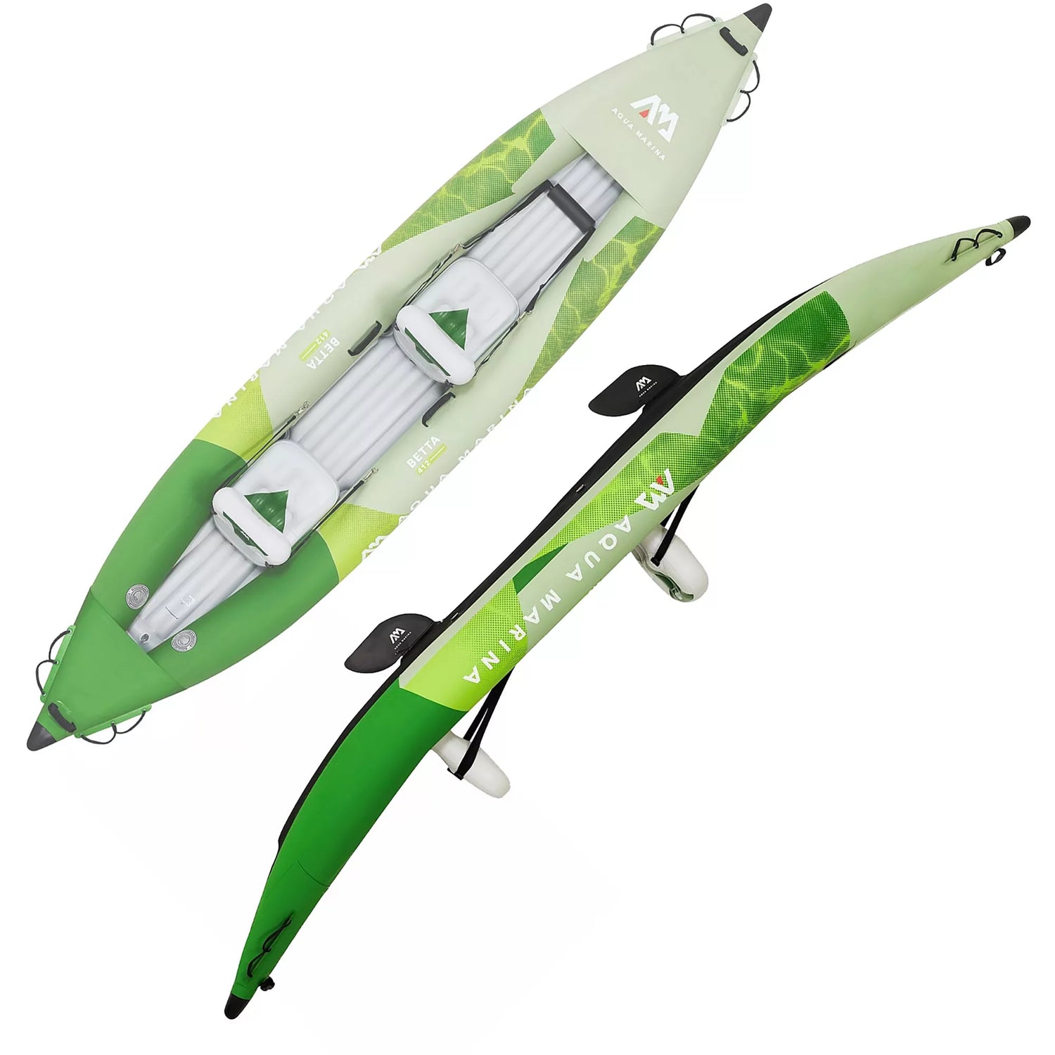 NEW Betta-412 Recreational Kayak - 2 person. Inflatable deck. Kayak paddle set included.