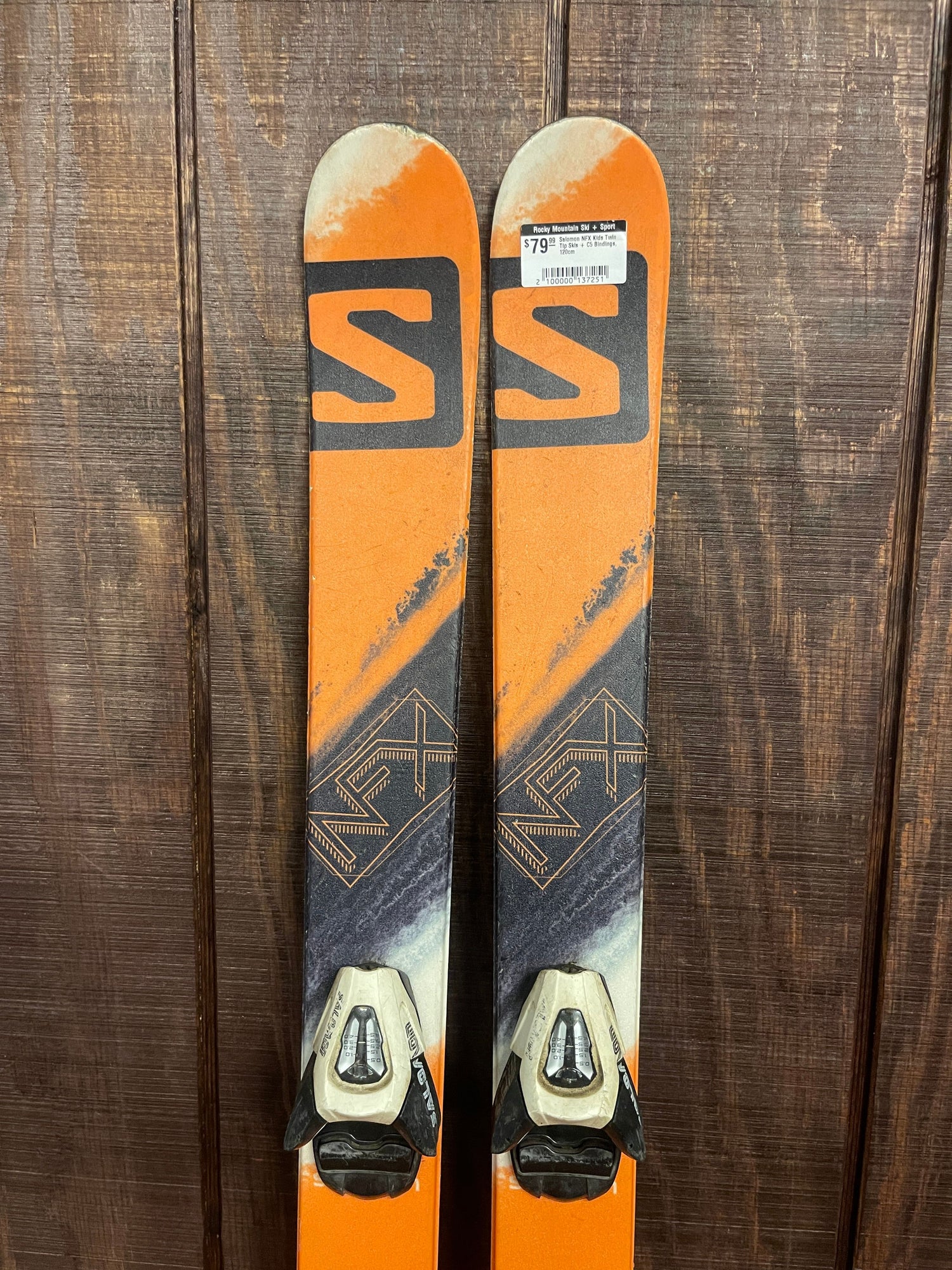 Salomon NFX Kids Twin Tip Skis + C5 Bindings, 120cm
