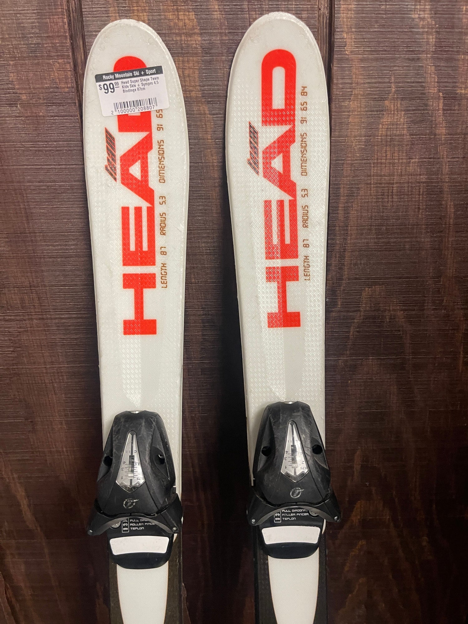 Head Super Shape Team Kids Skis + Sympro 4.5 Bindings 87cm