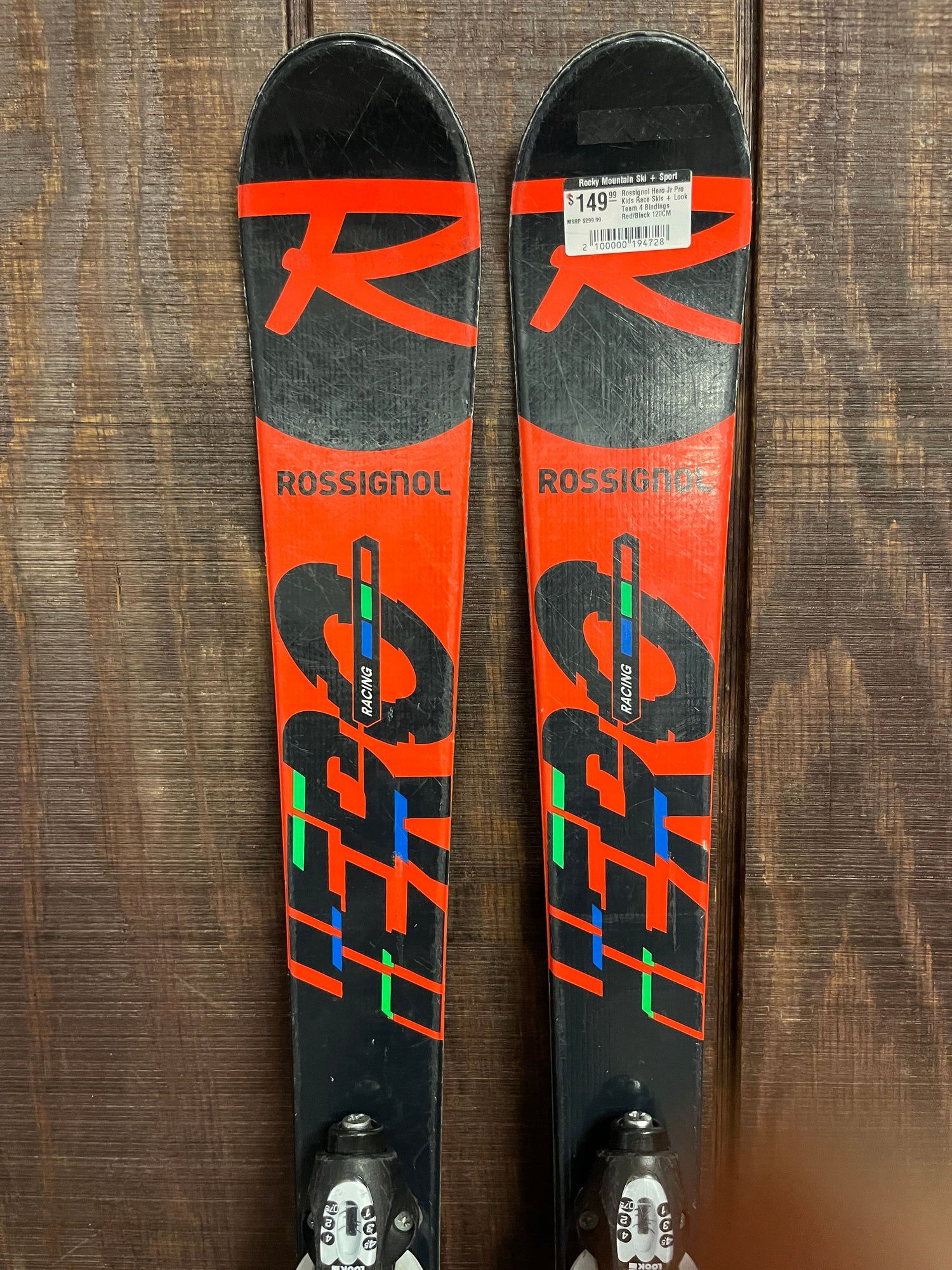 Rossignol Hero Jr Pro Kids Race Skis + Look Team 4 Bindings