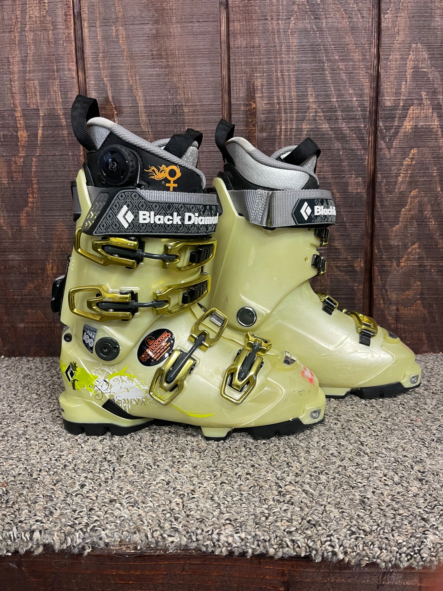 Black Diamond Shiva 100 AT Ski Boots, w/ BOA, Size 23.5