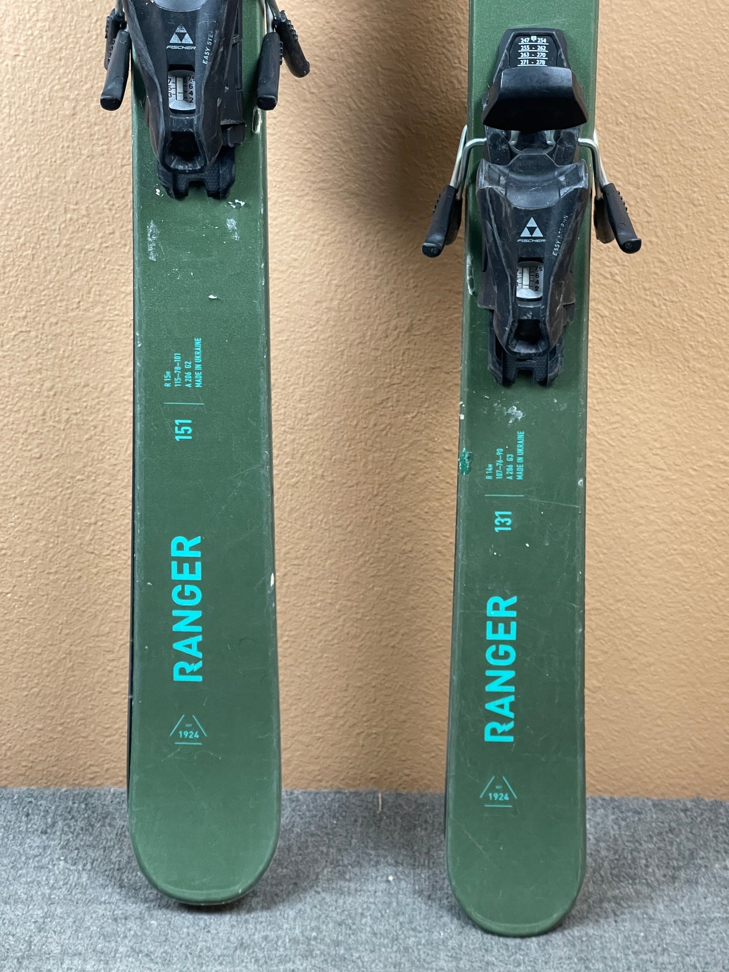 Used 2024 Fischer Ranger Jr Kids Skis + FJ Bindings
