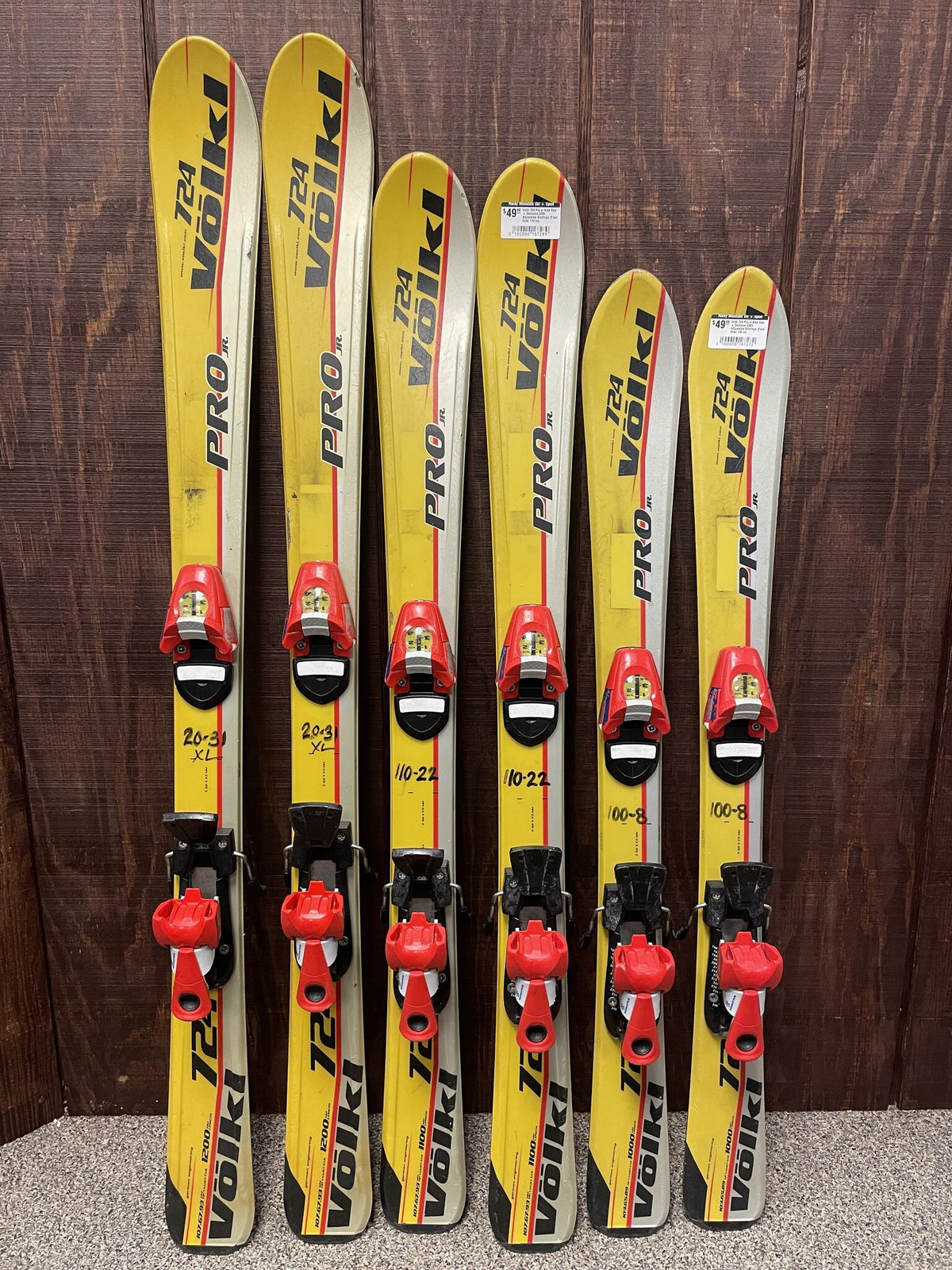 Volkl 724 Pro Jr Kids Skis + Salomon C305 Adjustable Bindings - Used