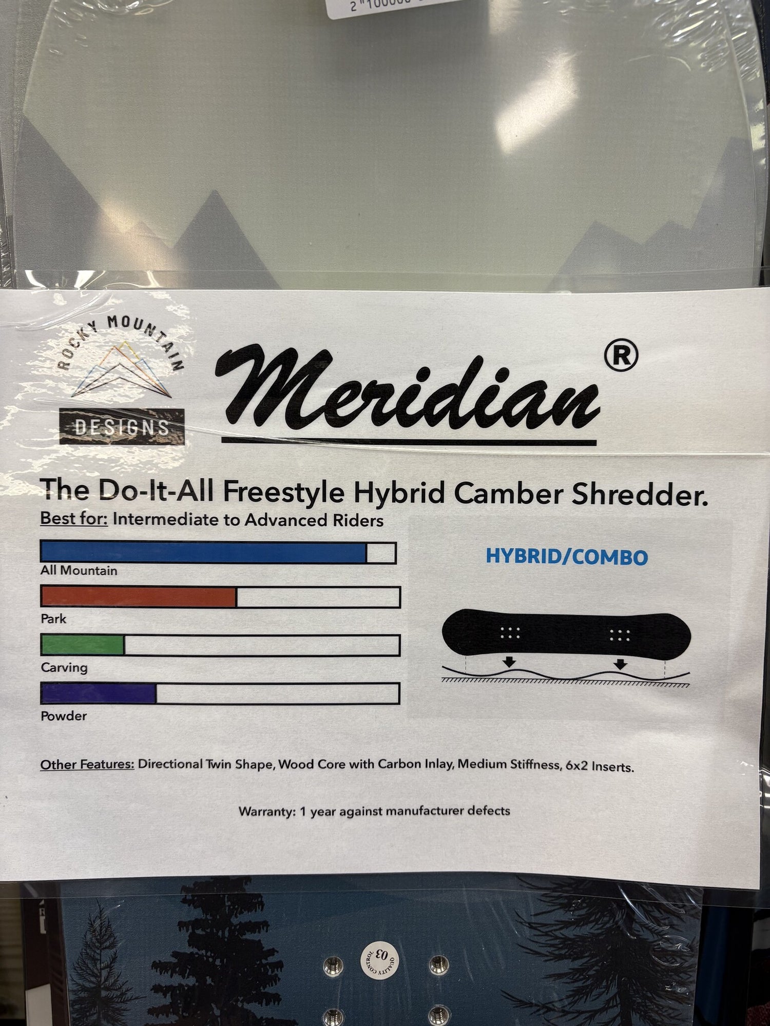 New 2025 RMD Meridian Hybrid Camber Snowboard