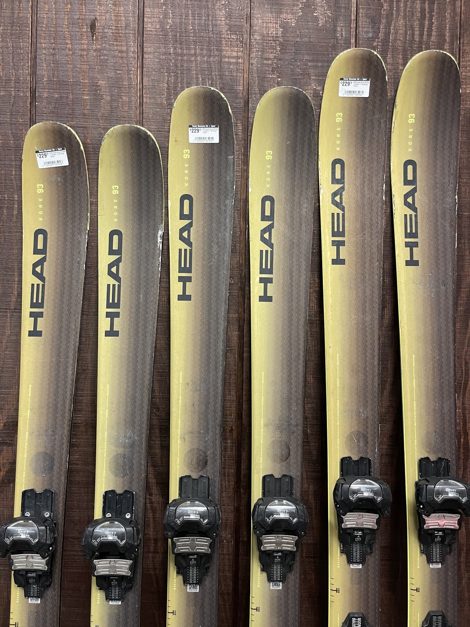 Used 2023 Head Kore 93 Skis + Attack 11 Bindings