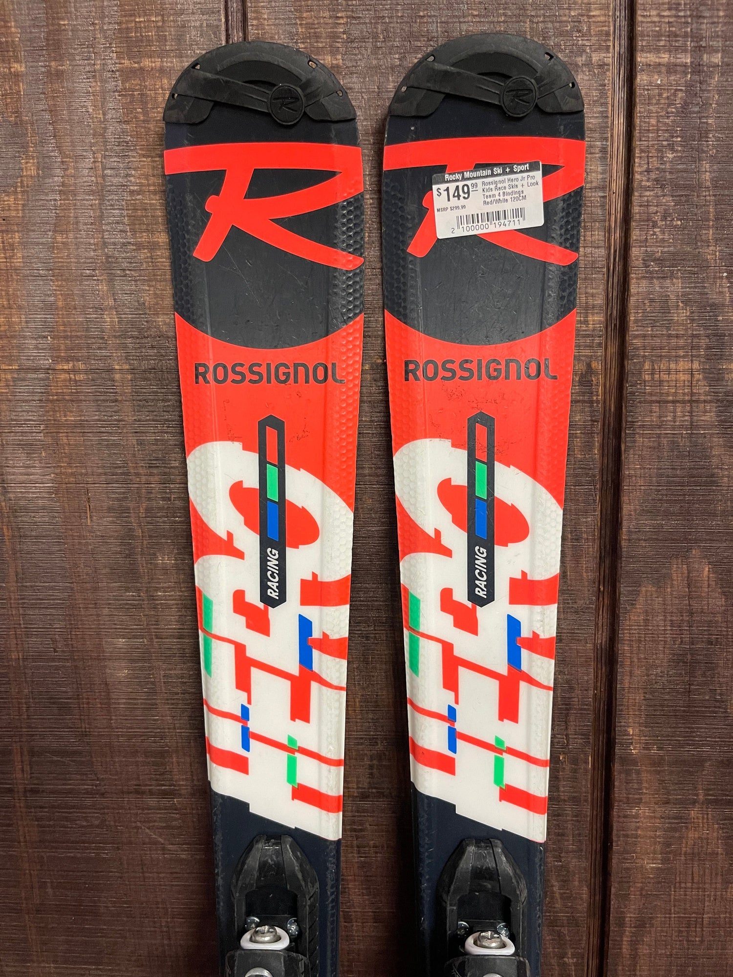 Rossignol Hero Jr Pro Kids Race Skis + Look Team 4 Bindings