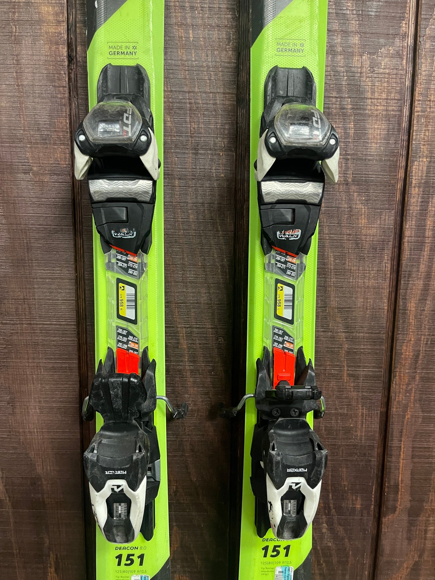 Used Volkl Deacon 8.0 Skis + Marker FDT 10 GripWalk Bindings