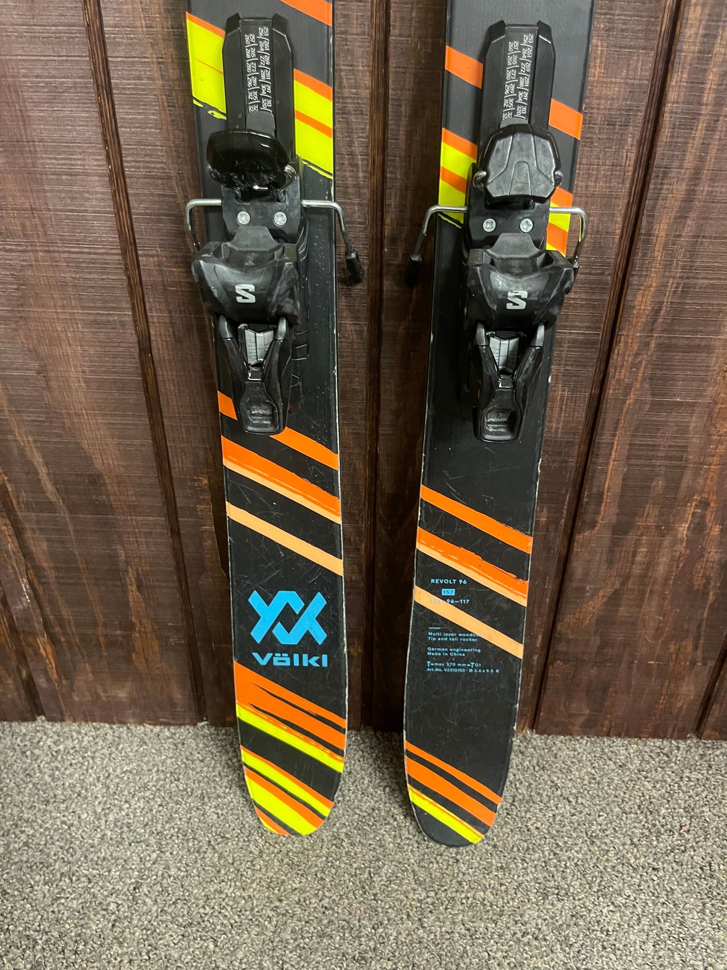 Used 2023 Volkl Revolt 96 Skis + Strive 11 Bindings, 157cm