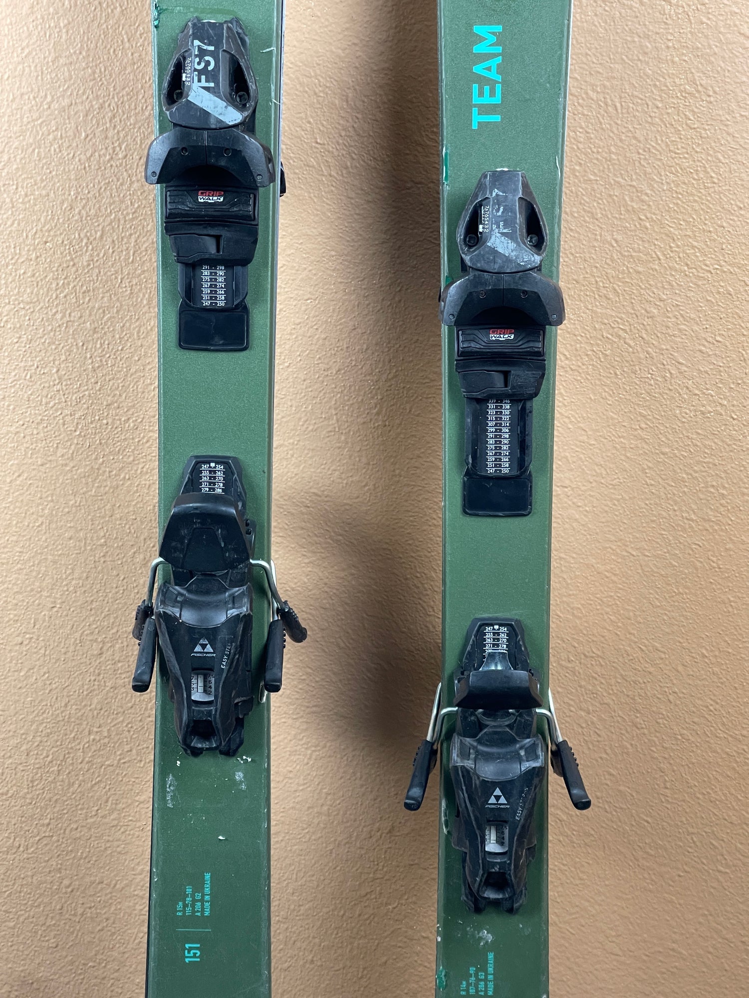 Used 2024 Fischer Ranger Jr Kids Skis + FJ Bindings