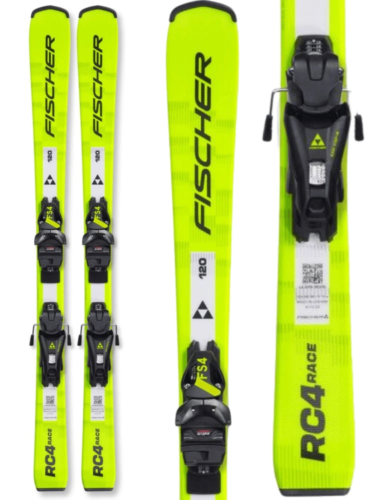 Fischer RC4 Race Jr Skis + FS 4 GW CA JRS Ski Bindings - NEW