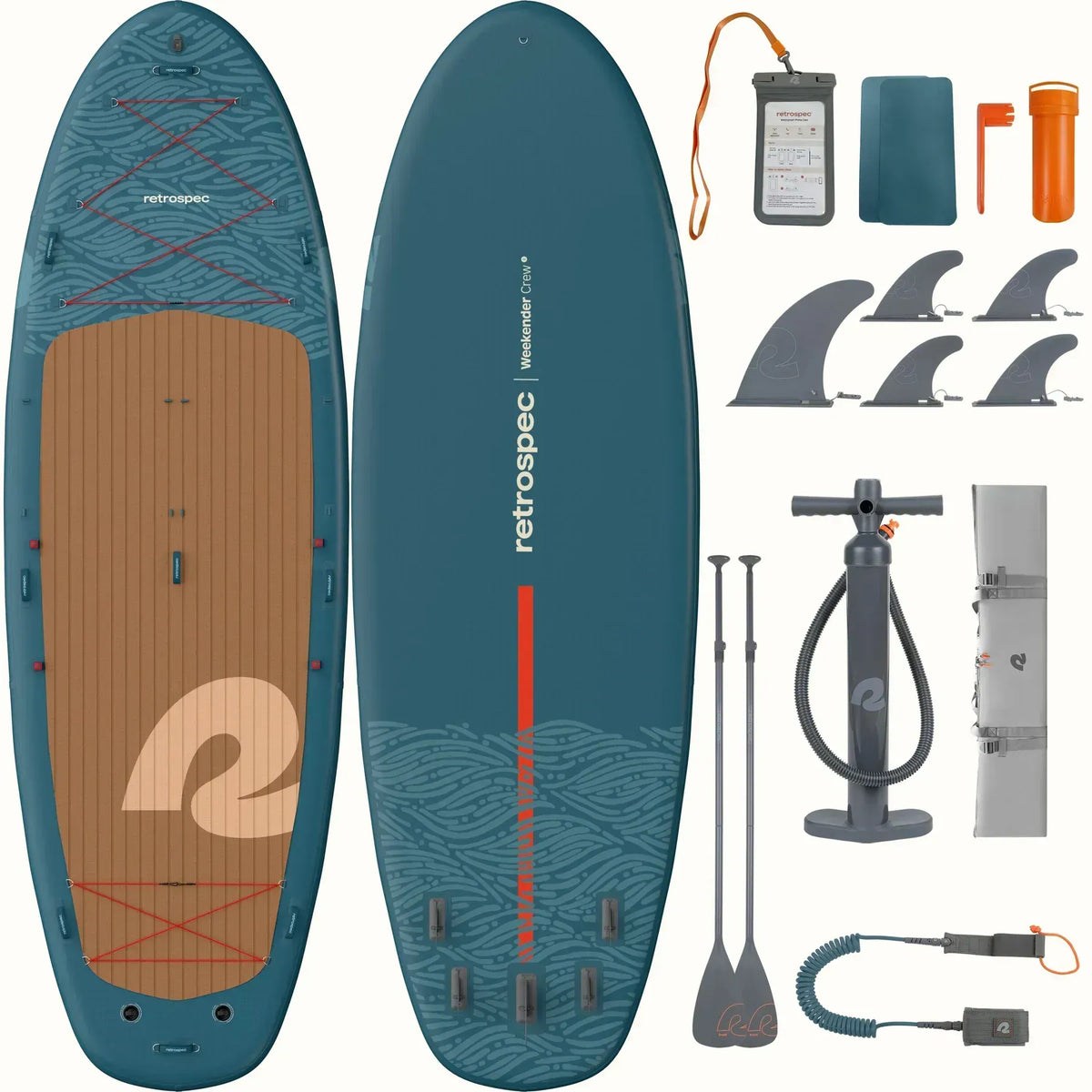 Retrospec Weekender Crew iSUP Paddle Board - Aegean Tide 12