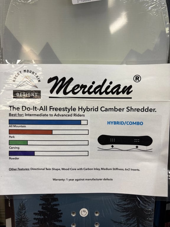 RMD Meridian Hybrid Camber Snowboard - NEW