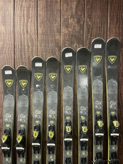 used 2024 Rossignol Experience 82 Basalt skis with black and yellow bindings