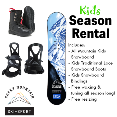 Kids snowboard season rental in Colorado Springs